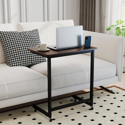 Dreamade C-Shaped End Table with Wheels for Living Room Bedroom
