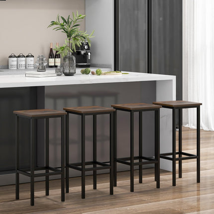 Dreamade Bar Stools Set of 4, 26" Backless Barstools with Metal Legs & Footrest, Breakfast Bar Dining Chairs