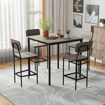 Dreamade 5-Piece Dining Table Set W/Counter Height Table & 4 Bar Stools