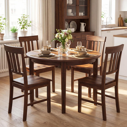 Dreamade Wooden Dining Chairs Set of 2/4 with Slat Back & Contoured Seat