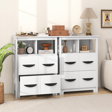 Dreamade Storage Cabinet with Large Drawers, Open Storage Compartments, Anti-Tipping Kit, White