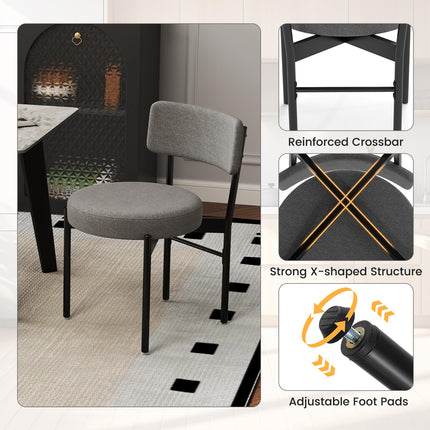 Dreamade Boucle Dining Chairs Set of 2/4, Sherpa Upholstered Kitchen Chairs w/Curved Backrest, Padded Seat & Metal Legs