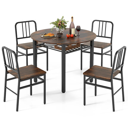 Dreamade 40-Inches Round Kitchen Table & Chairs with Storage Rack & Metal Frame