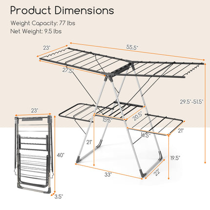 Dreamade Clothes Drying Rack, Foldable Laundry Drying Rack with 33 Drying Rails
