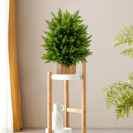 Dreamade 21.5" Artificial Tree, Set of 2 Faux Potted Plants Artificial Shrubs Bushes