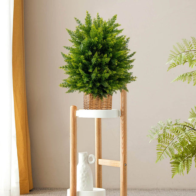 Dreamade 21.5" Artificial Tree, Set of 2 Faux Potted Plants Artificial Shrubs Bushes