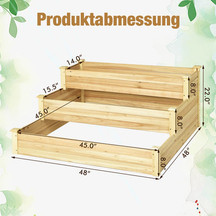 Dreamade 3 Tier Raised Garden Bed, Wood Planter Box 48 x 48 x 22 Inch Vegetable Flower Herb Fruit Growing Bed Kit