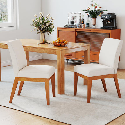 Dreamade Upholstered Dining Chairs Set of 2 or 4 Kitchen Armless Side Chair w/Rubber Wood Legs