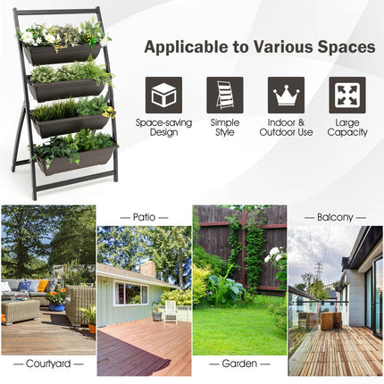 Dreamade 2 Pcs 4.1FT Vertical Raised Garden Bed, 4-Tier Elevated Planter Box