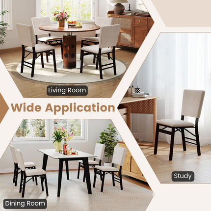 Dreamade Foldable Dining Chair Set of 2/4 Armless Kitchen Chair with Padded Seat and Tilt Backrest
