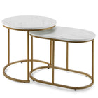 Dreamade Modern Nesting Coffee Table Set of 2, Accent Marble Look Stacking Side Table for Living Room Bedroom