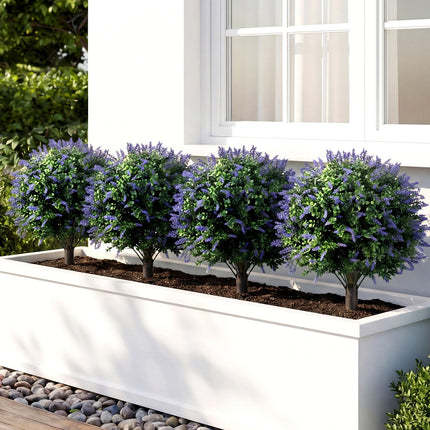 Dreamade 2 Pack Artificial Lavender Boxwood Topiary Ball Trees 27.5" Faux Floral Shrubs