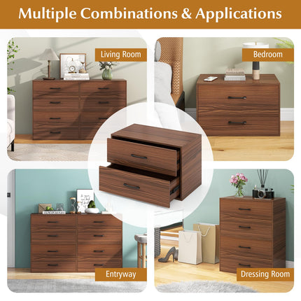 Dreamade Dressers Stackable 2 Drawer Horizontal Organizer W/Handles Dresser Tower