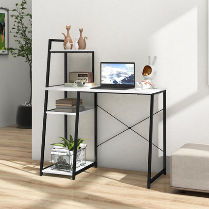 Dreamade Computer Desk with Shelves, 47.5” Home Office Desk with Bookshelf, Host Stand