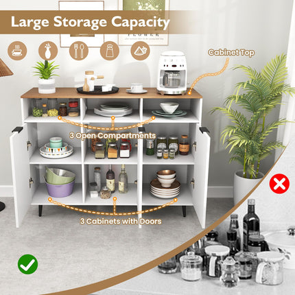 Dreamade Sideboard Cabinet - 47” Buffet Cabinet with Storage Compartments, Countertop