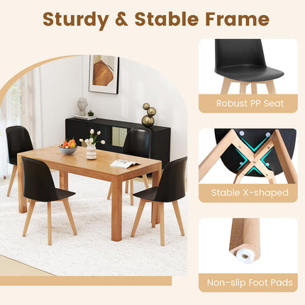 Dreamade Modern Dining Chairs Set of 2/4 Armless Kitchen Chair w/Solid Beech Wood Legs