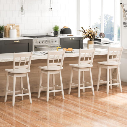 Dreamade Bar Stools, Farmhouse Swivel Barstools with 6-Grid Hollow Back & Ergonomic Contoured Seat