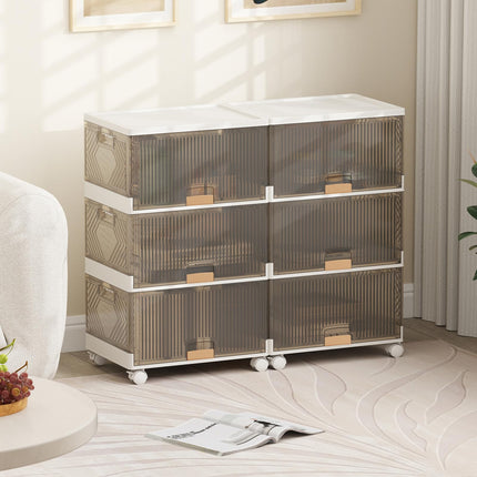 Dreamade 3 Tier Stackable Storage Bins with Lids 13.5 Gal Foldable Shoe Storage Box