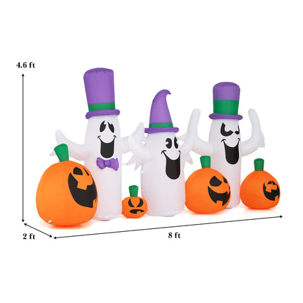 DREAMADE 8 FT Halloween Inflatable, 3 Ghosts & 4 Pumpkins Yard Decoration