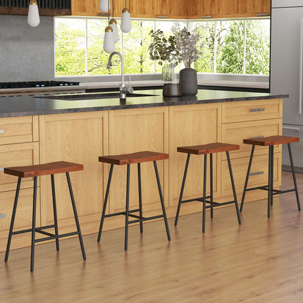 Dreamade 24" Bar Stools Set of 2, Counter Height Bar Stools with Footrests, Solid Metal Legs