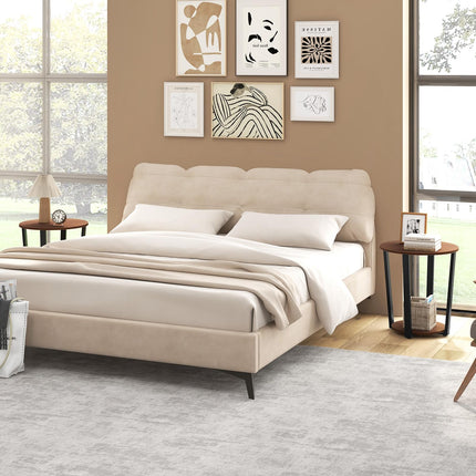 Dreamade Round End Table Set of 1/2, 2-Tier Side Sofa Table with Open Storage Shelf and Metal Frame