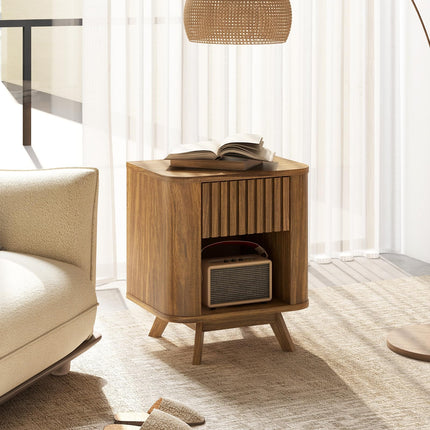 Dreamade Mid Century Modern Nightstand Set of 1/2 Fluted Bedside Table