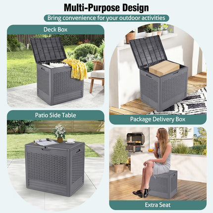 Dreamade 25 Gallon PP Deck Container with Rattan Patterns & Lockable Lid