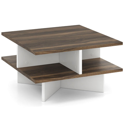 Dreamade Square Coffee Table with Storage for Living Room