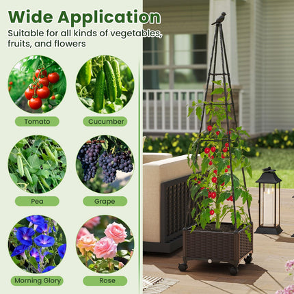 Dreamade Raised Garden Bed with Wheels & Tomato Cage