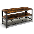 Dreamade TV Stand for TV up to 50 Inches, 43.5 inch Wood Industrial TV Cabinet with 3-Tier Storage Shelves, Rustic Brown