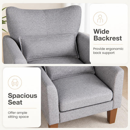 Dreamade Modern Accent Chair with Removable Seat Cushion & Pillow | Upholstered Armchair w/ Strong Support Legs