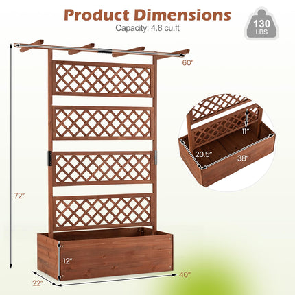Dreamade 72" Wooden Raised Garden Bed with Trellis w/Privacy Screen Roof