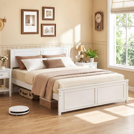 Dreamade Wood Queen/Full/Twin Size Farmhouse Solid Platform Bed