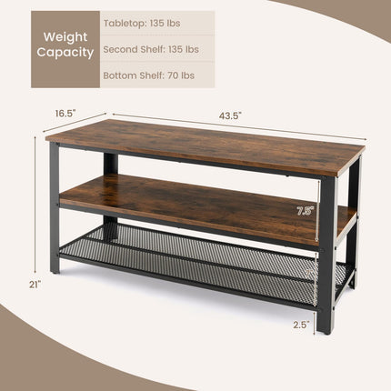 Dreamade TV Stand for Bedroom and Living Room - 3-Tier Industrial Entertainment Center with Open Storage Shelves