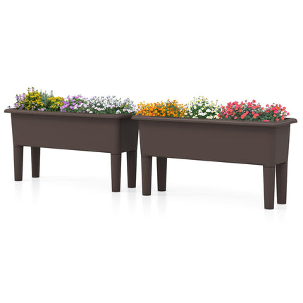 Dreamade Raised Garden Beds Outdoor Set of 2, Self-Watering Planter Box with Detachable Legs & Drainage Hole