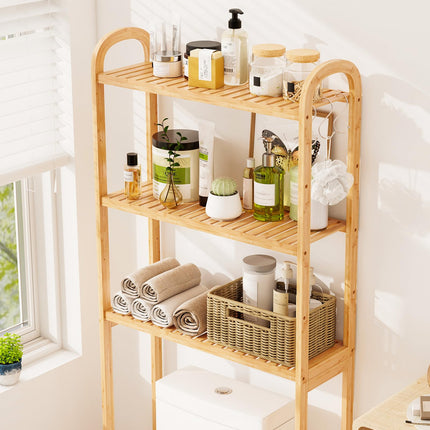Dreamade Bamboo Over The Toilet Storage, 3-Tier Bathroom Toilet Shelf Rack