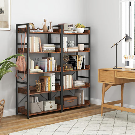 Dreamade 5 Tier Bookshelf with 4 Hooks for Living Room