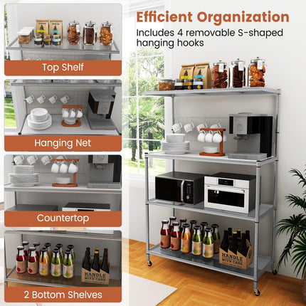 Dreamade 4-Tier Microwave Stand, Microwave Cart with Adjustable Shelves