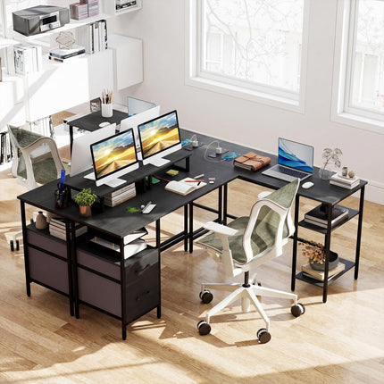 Dreamade 63" Reversible L Shaped Desk with Charging Station