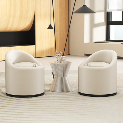 Dreamade Swivel Accent Chair with Storage, 360° Upholstered Vanity Chair with Backrest
