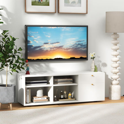 Dreamade TV-Stand for Bedroom Entertainment Center - Modern TV Console Cabinet with 2 Drawers, 4 Compartments
