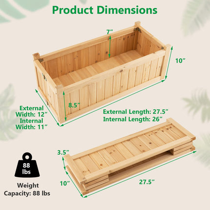 Dreamade 15” Planter Raised Garden Bed - Wooden Planting Box, Outdoor Folding Square Planter