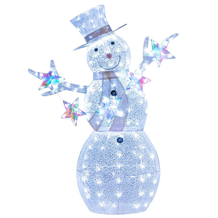 Dreamade 5 FT Lighted Snowman Christmas Outdoor Decoration with Hat, Scarf & Stars
