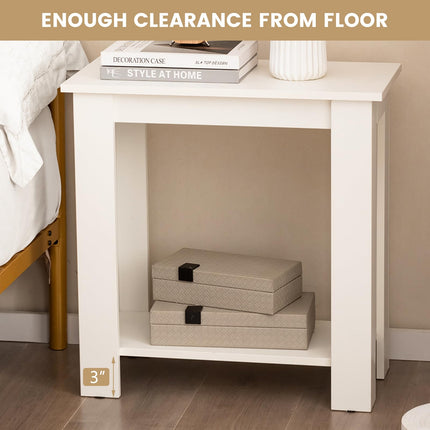 Dreamade 2-Tier End Table White, Modern Side Table with Storage Shelf (1/2)