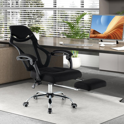 Dreamade Ergonomic Desk Chair with Footrest, Mesh Office Chair with Height-Adjustable & Tilting Backrest