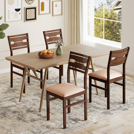 Dreamade Wooden Dining Chairs Set of 2/4 Fabric Upholstered Kitchen Armless Chairs