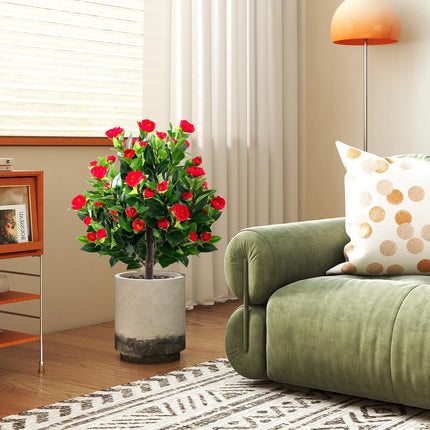 Dreamade 31 Inches Artificial Camellia Tree Set 2 Pack Fake Flower Trees