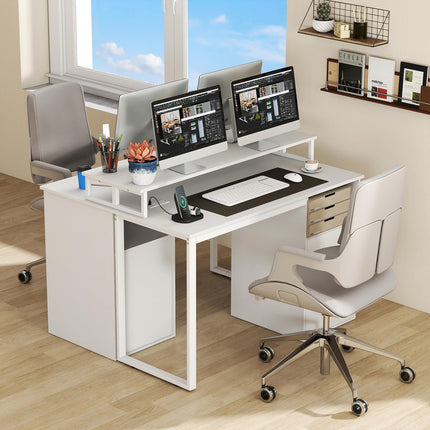 Dreamade 48 Inch Computer Desk with Power Outlets & File Drawer