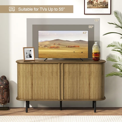 Dreamade Kitchen Storage Cabinet, 47” Buffet Cabinet with Storage, Wooden Sideboard w/ 2 Sliding Tambour Doors