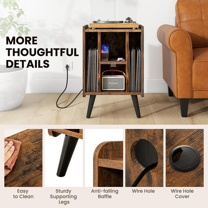 Dreamade Record Player Stand, Turntable Stand with Charging Station